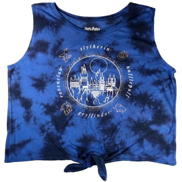 Harry Potter Med Shirt Tie Dye Hogwarts Crop Top House Sleeveless Womans Tee - Picture 3 of 12